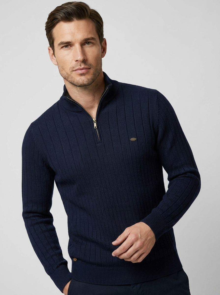 Valentino | Ribstrikket Half Zip Sweater til Herre