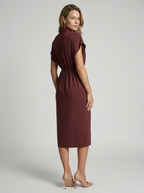 Anoukka | Elegant Draperet Midi Kjole til Dame