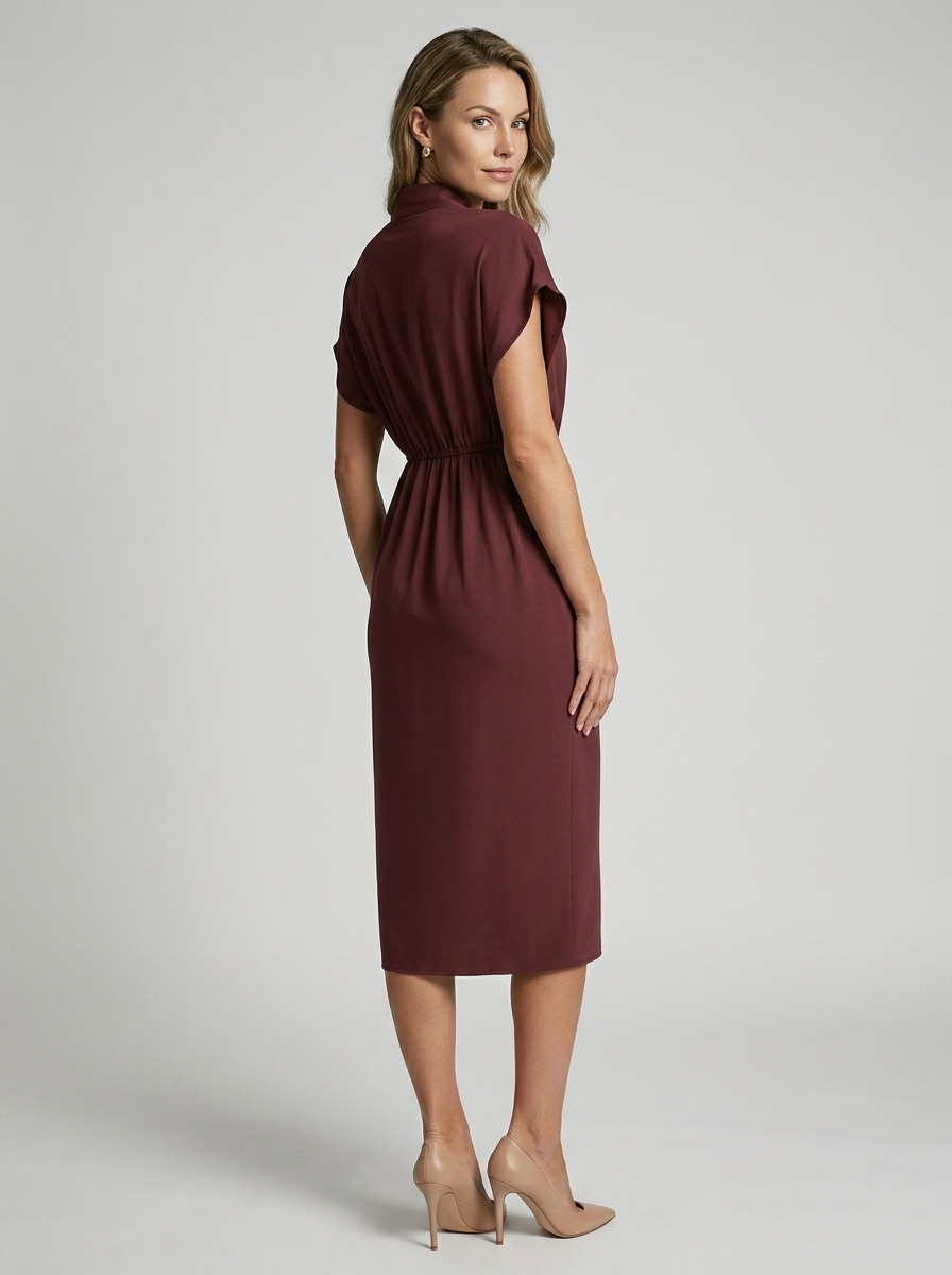 Anoukka | Elegant Draperet Midi Kjole til Dame