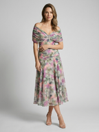 Aurelia | Off-Shoulder Midi Kjole Med Elegant Drapering