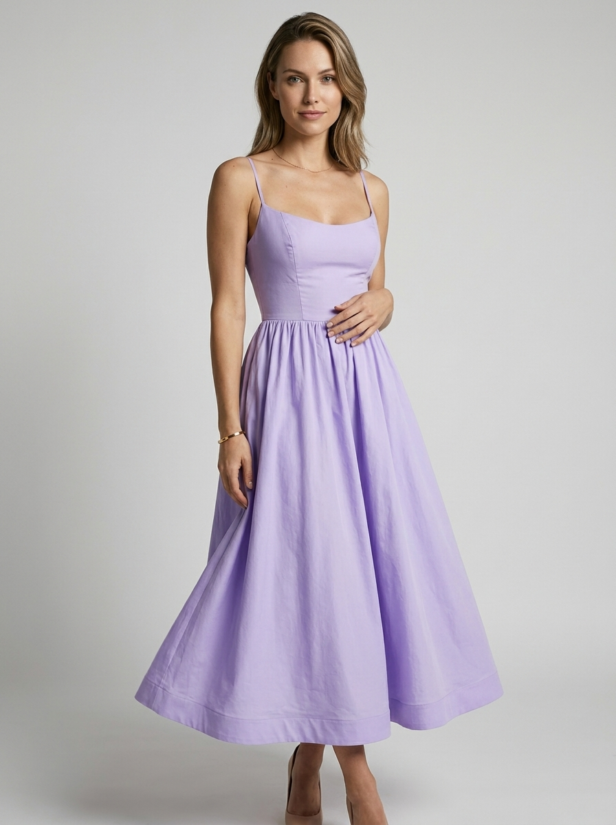 Rosalie | Romantico Abito Midi a Linea A con Spalline Sottili