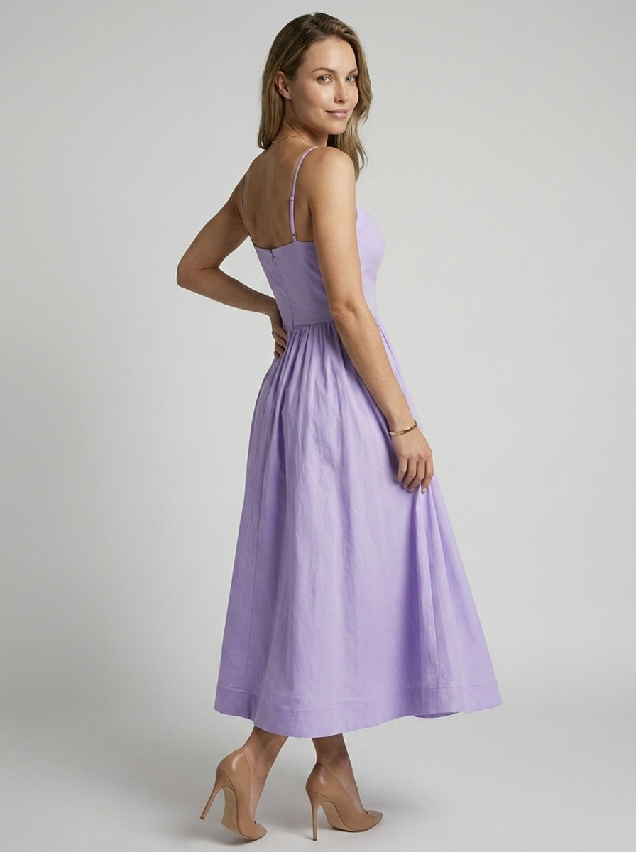 Rosalie | Romantico Abito Midi a Linea A con Spalline Sottili