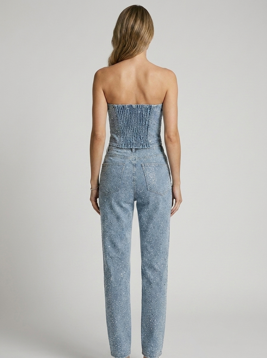 Serena | Glitrende Stropløs Jumpsuit Til Dame