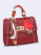 Lina | Elegante Borsa a Mano con Sciarpa di Seta e Catena Dorata