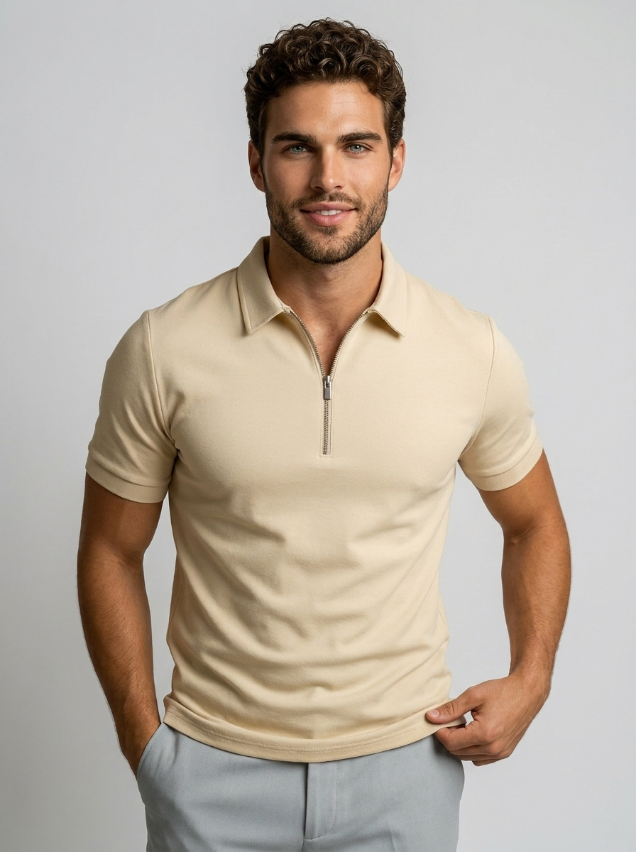 Lorenzo | Slim Fit Polo Med Lynlås Til Herre