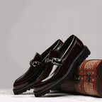 Montelaro | Mocassins en cuir avec boucle métallique et semelle épaisse