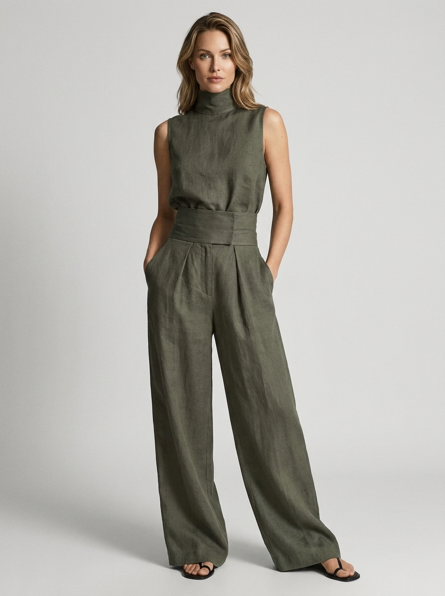 Keltie | Elegant Højtaljet Jumpsuit Med Vide Ben