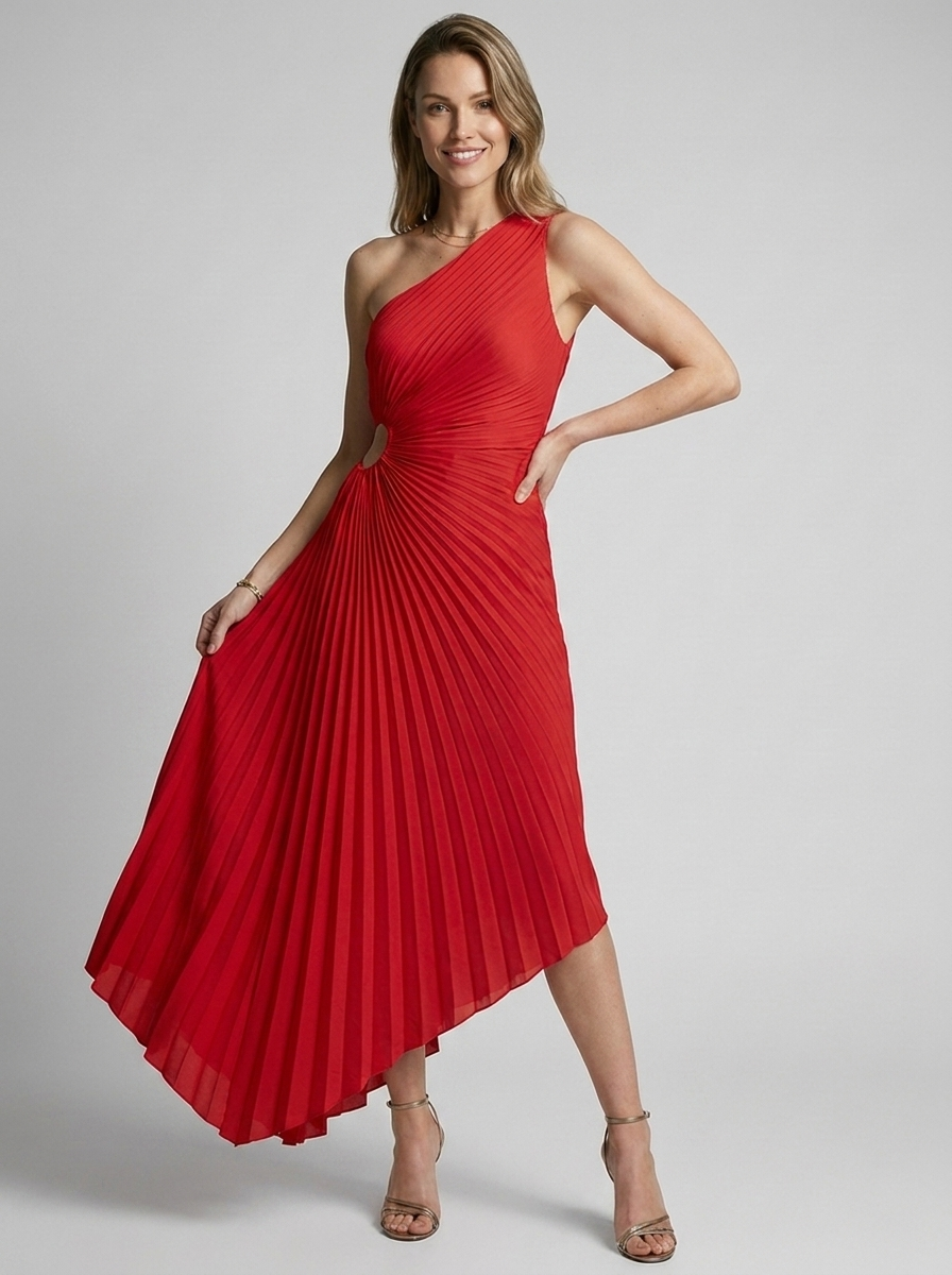 Delfina | Robe maxi plissée une épaule