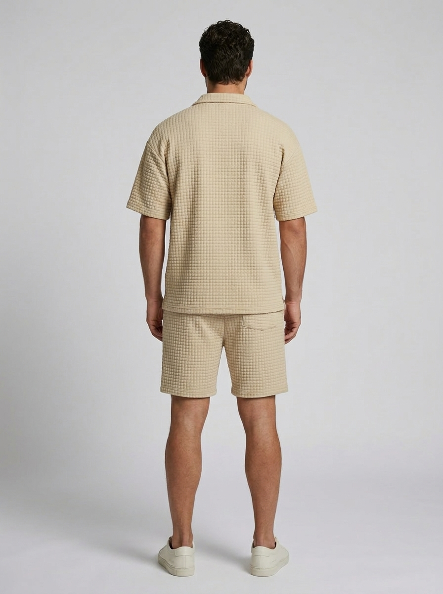 Sven | Waffle Knit Polo and Shorts Set for Men