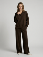 Sofia | Dame Todelt Sæt med Oversize Polo-Trui og Wide-Leg Bukser