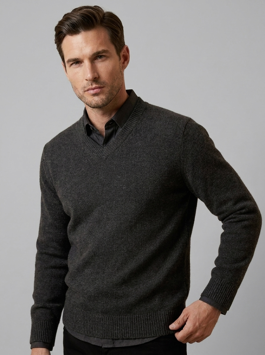 Hugo | Men's V-Neck Sweater in Soft Knit with Ribbed Edges
