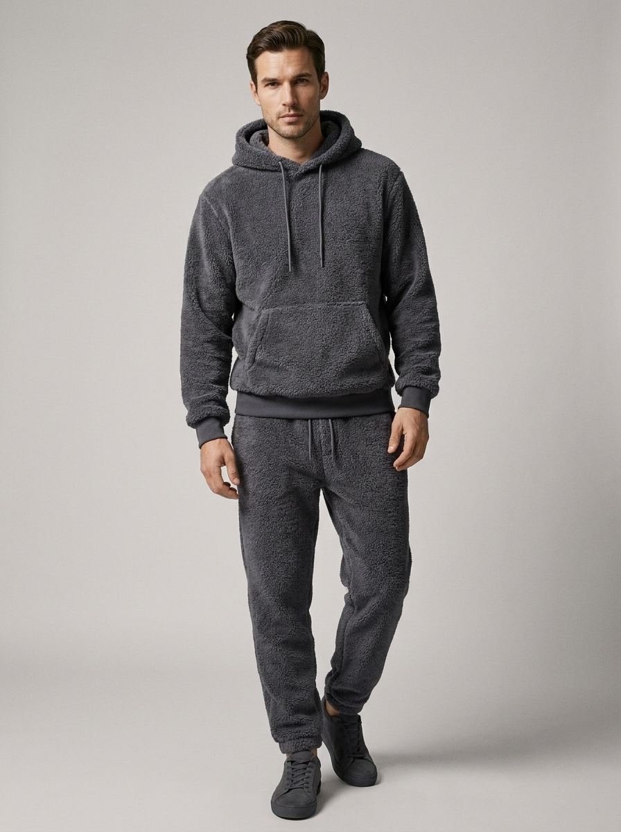 Dario | Fluffy Herresæt med Hoodie og Joggingbukser