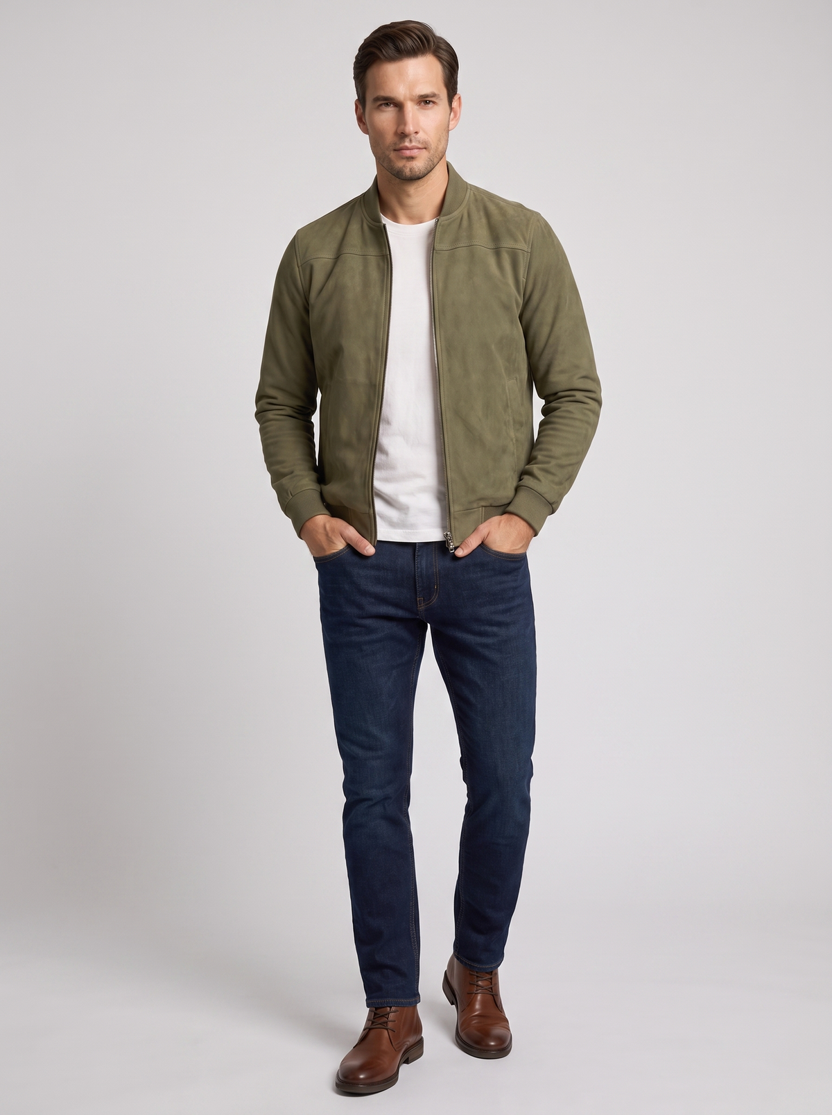 Avelon | Herre Suede Bomberjakke