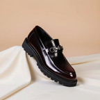 Montelaro | Mocassins en cuir avec boucle métallique et semelle épaisse