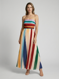 Isabella | Plisseret Maxikjole med Flerfarvet Design