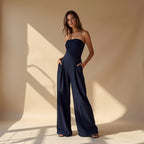 Aveline | Strapless Jumpsuit med Korset Silhuet og Brede Ben