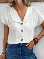 Laurent | Damer Chic Bluse med Elegant Krave, Knapper og Komfortabel Pasform