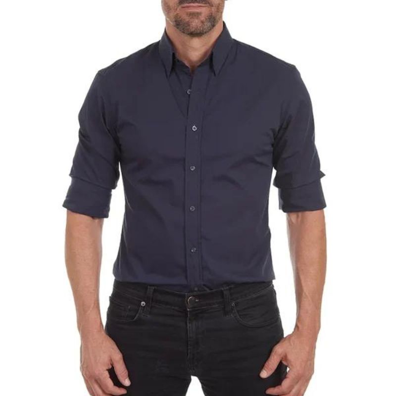 Roberto | Slim Fit Skjorte med Skjult Lynlås til Herrer
