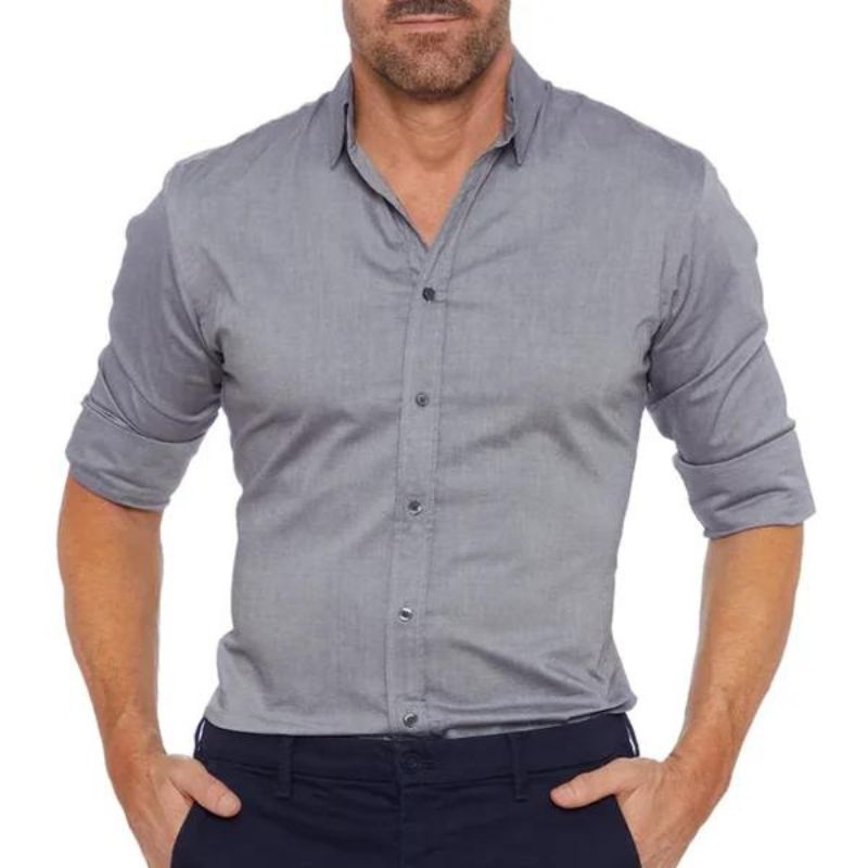 Roberto | Slim Fit Skjorte med Skjult Lynlås til Herrer
