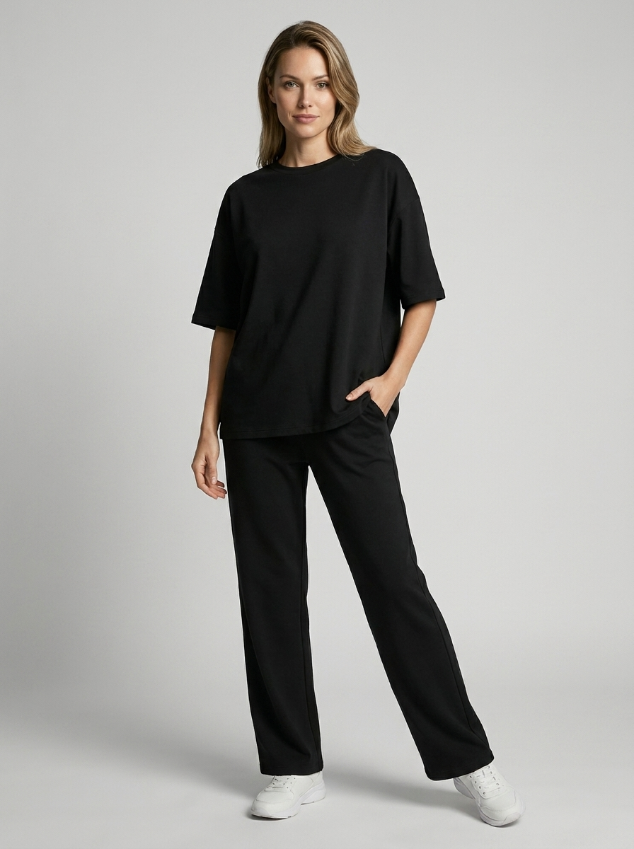 Lisa | Oversized Todelt Dame Sæt med T-Shirt og Bukser