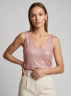 Aurelia | Paillet Top med V-Hals og Elegant Glans