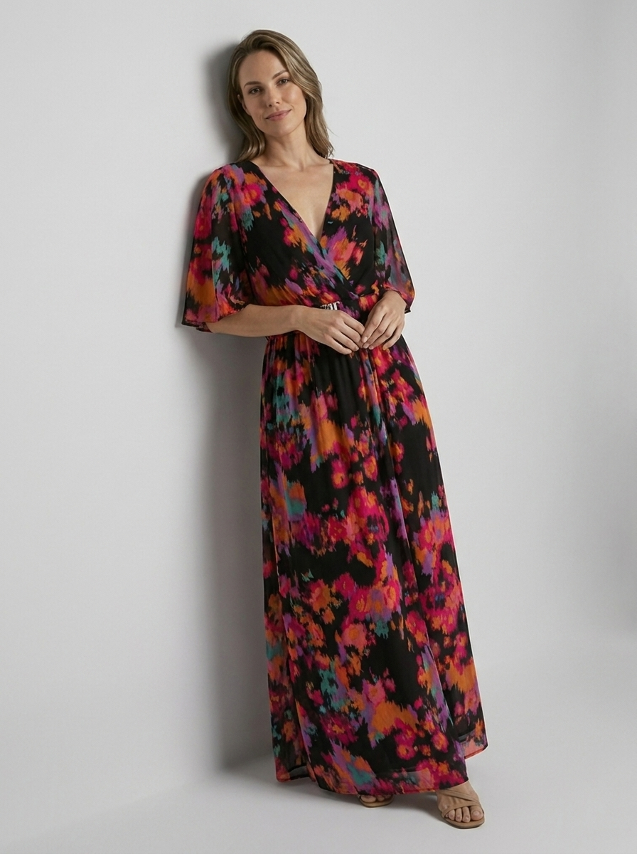 Elara | Maxi Dress with Print and High Slit