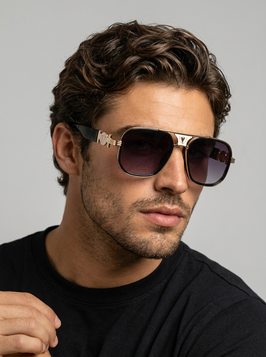 Donna | Retro-Glam Pilot Solbrille med Emaljedetaljer