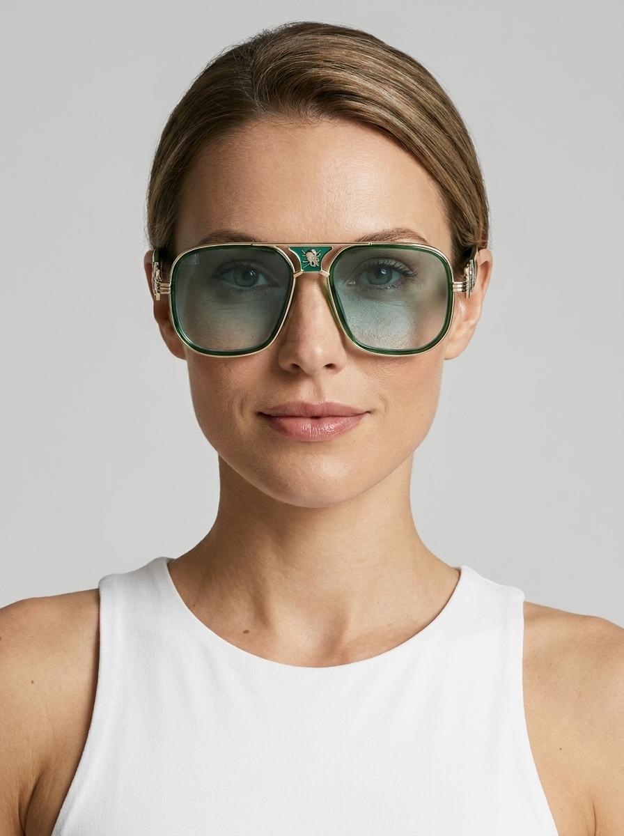 Donna | Retro-Glam Pilot Solbrille med Emaljedetaljer