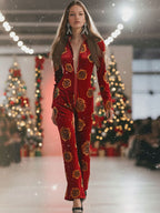 Alma | Women's Floral Velour Jumpsuit