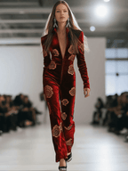 Alma | Women's Floral Velour Jumpsuit