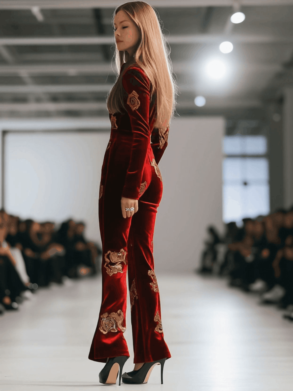 Alma | Women's Floral Velour Jumpsuit