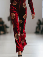 Alma | Women's Floral Velour Jumpsuit
