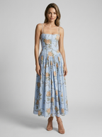 Celeste | Floral Midi Dress with Corset-Inspired Fit