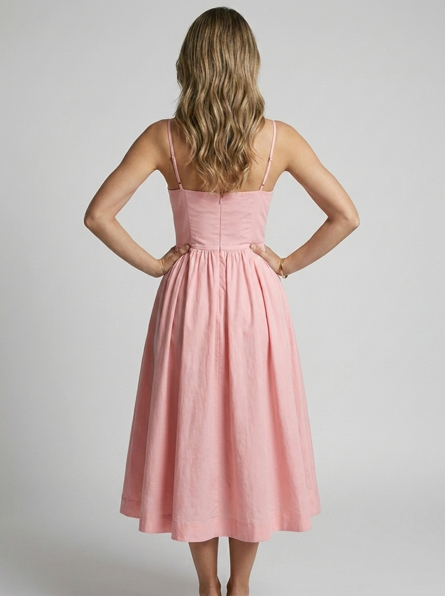 Rosalie | Romantico Abito Midi a Linea A con Spalline Sottili