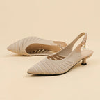 Selmira | Kitten Heels Med Spids Tå Og Slingback Design