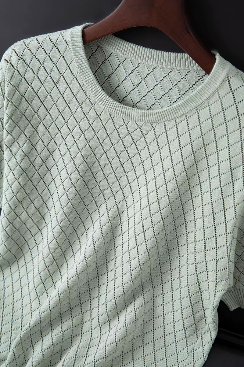 Ernesto™ | Camiseta de Punto de Verano para Hombre con Patrón de Cuadros y Diseño Transpirable | Camiseta Ligera
