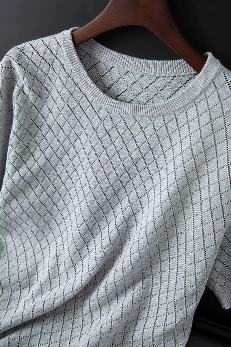 Ernesto™ | Camiseta de Punto de Verano para Hombre con Patrón de Cuadros y Diseño Transpirable | Camiseta Ligera