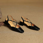 Lucena | Elegante Læder Heels Med Krydsrem Og Blokhæl