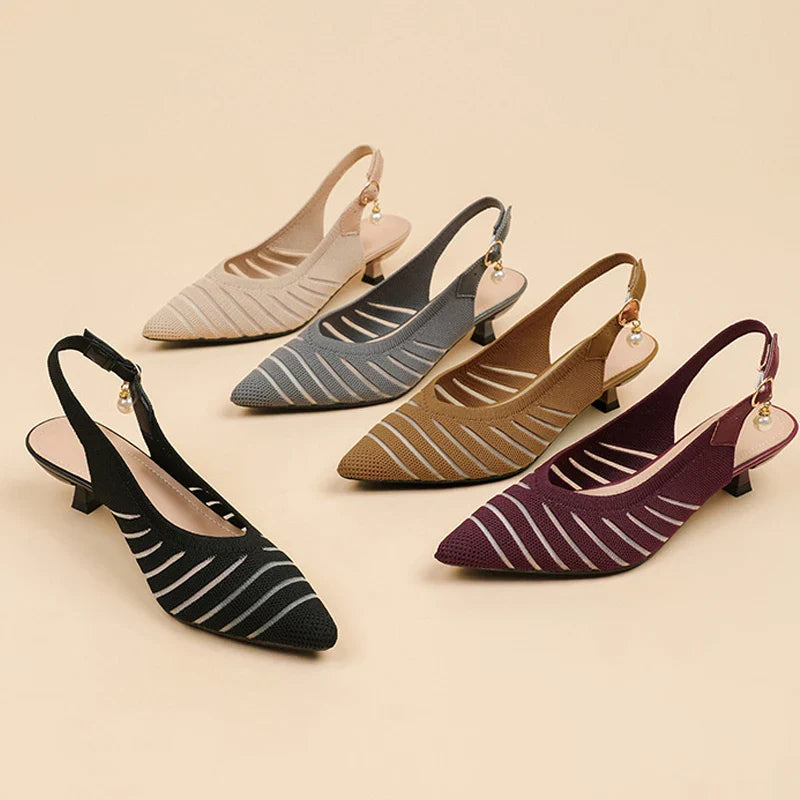 Selmira | Kitten Heels Med Spids Tå Og Slingback Design