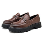 Marcello | Mocasines de cuero con suela gruesa y hebilla metálica