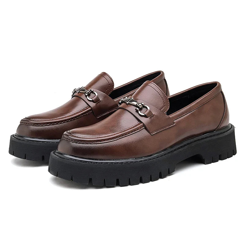 Marcello | Mocasines de cuero con suela gruesa y hebilla metálica