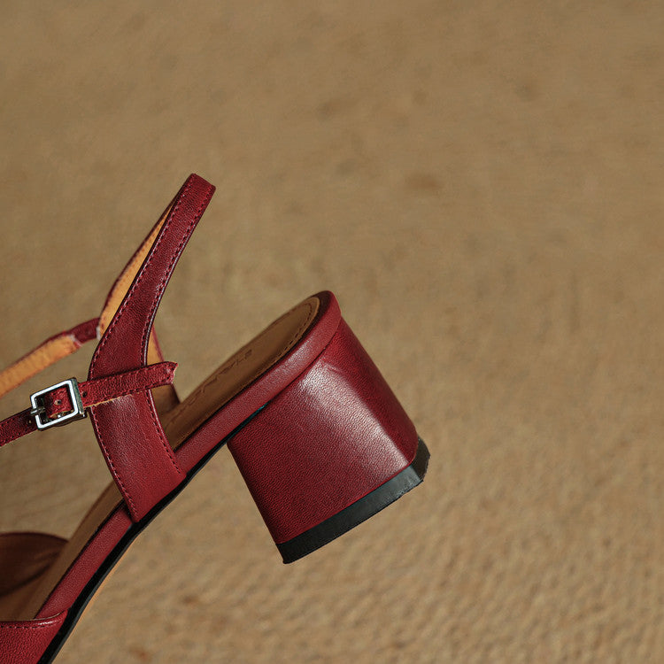 Lucena | Elegante Læder Heels Med Krydsrem Og Blokhæl
