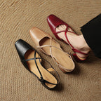 Lucena | Elegante Læder Heels Med Krydsrem Og Blokhæl