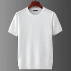 Ernesto™ | Herre Strikket Sommer T-shirt med Rudemønster og Åndbart Design | Luftig T-shirt