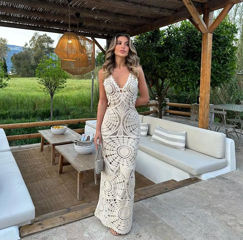 Faye | Szydełkowana Sukienka Maxi
