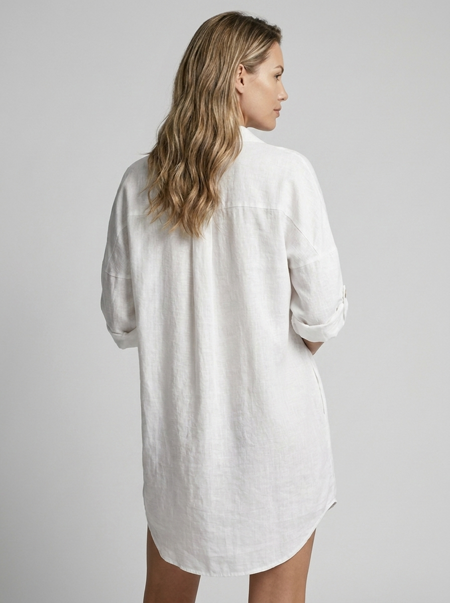 Daphne | Skjortekjole med Lange Ærmer, Reverskrave og Knaplukning