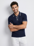 Valerio | Ribstrikket Polo T-Shirt Med Kontrastdetaljer