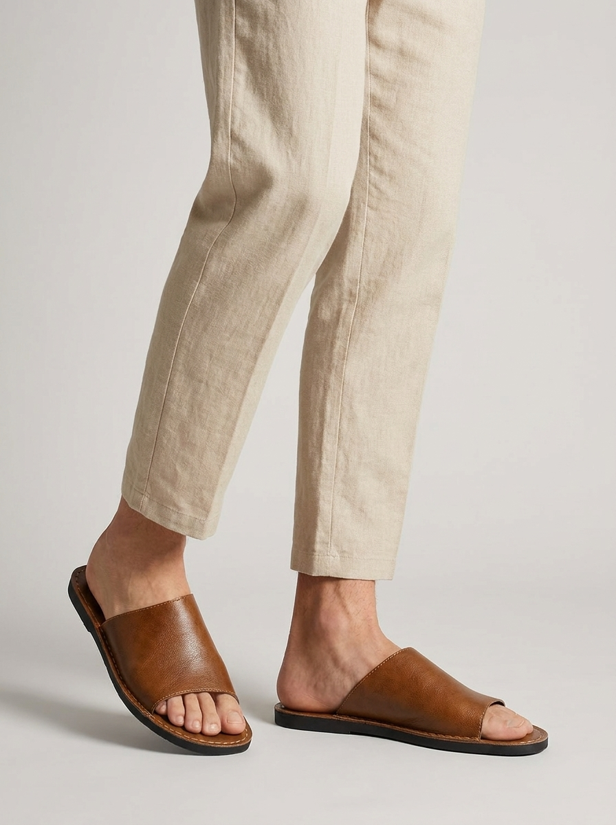 Paros | Minimalistisk Slide Sandal i Ægte Læder