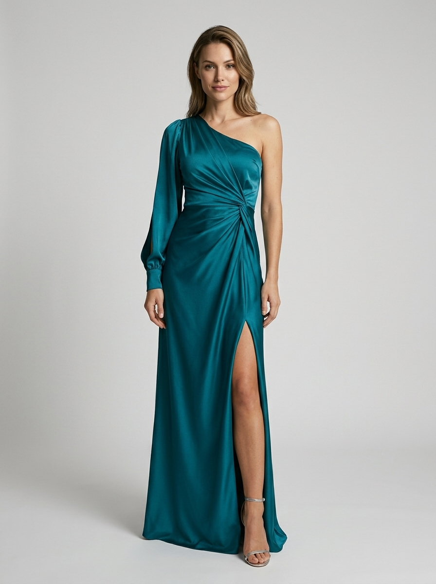 Serafina | Elegant One-Shoulder Maxikjole med Slids