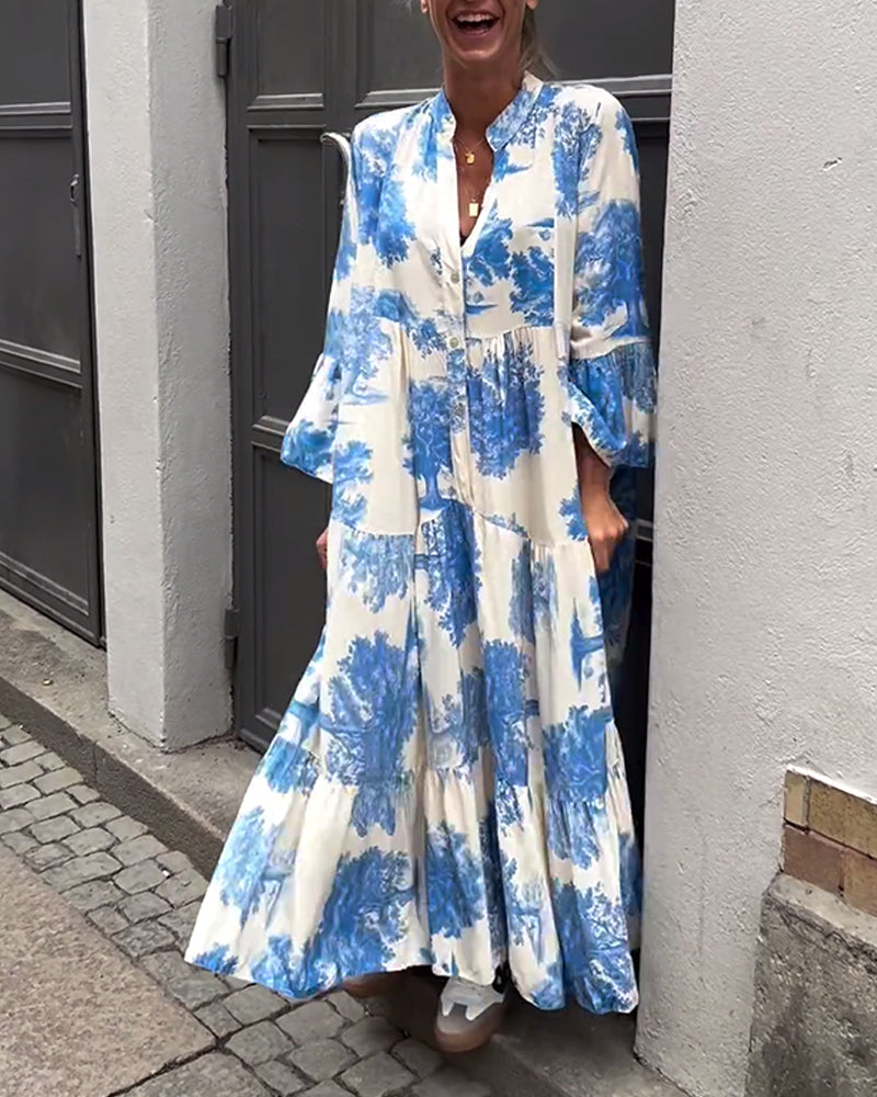Eliana | Lang Kjole med Blomsterprint